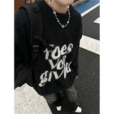 B220-P52秋冬季慵懒风宽松潮牌毛线衣高街复古套头毛衣针织衫男，男装针织衫/毛衣，星座512-6