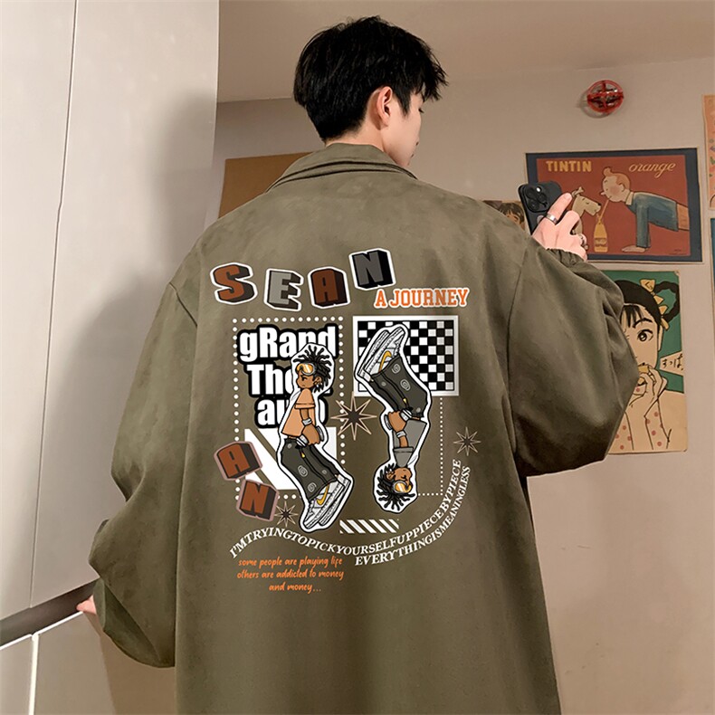 麂皮绒夹克男大码立领褂子外套JK85282-P68图片