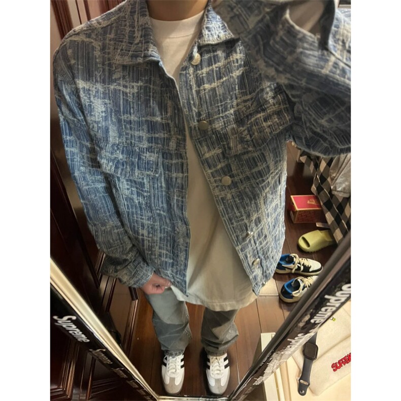 【有货】破坏线条牛仔外套男款潮牌高级感工装夹克TY861CC-特P70,男装夹克,星座1007（原301D）