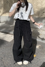 美式复古做旧高街工装裤潮牌男女新款多口袋宽松阔腿裤YD9002-P75，男装牛仔裤，星座509