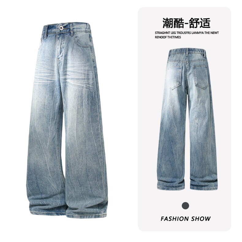 B221 美式ins暗黑高街重工艺修身微喇牛仔裤 LK25547-特P45控78图片