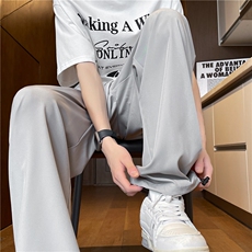 现货K24815批25字母刺绣垂感冰丝裤，男装休闲裤，电商A086-1