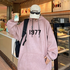 港风抖音直播得物品质宽松麂皮绒连帽卫衣W6036P48，男装卫衣，电商C408-1(原B339-1)
