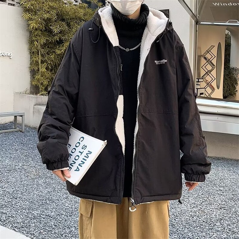 双面穿羊羔绒棉衣外套男士秋冬季保暖加绒加厚M5309P85,男装棉衣,星座1116-2