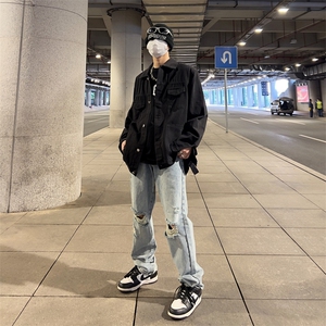 牛仔外套男韩版潮流痞子帅气2023春秋新款ins宽松夹克W4786-P58图片