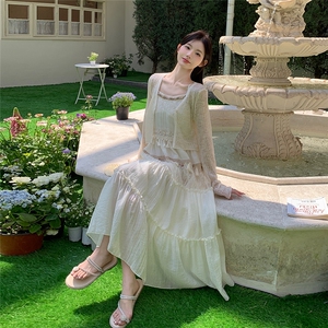 法式高级感短款小开衫女夏季2025新款设计感高腰吊带裙图片
