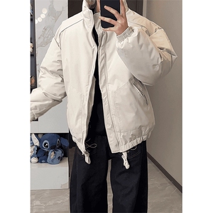 现货冬季美式休闲加厚雪山外套夹克立领纯色三防户外工装棉服,男宽松搭配图片图片
