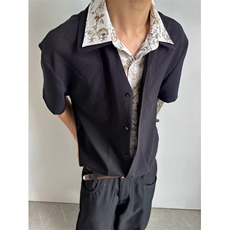 复古衬衫男夏装港风学生宽松小众设计感趣味新款男装上衣外穿，男装衬衫，四季星座505