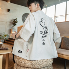 F70P45咖啡厅2024春夏装新款风大码宽松七分袖汉服开衫外套，男装T恤，电商A026