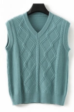 2025年秋季新款时尚都市V领针织麻花马甲，男装针织衫/毛衣，江杉羊绒