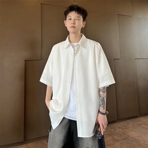 ！2025夏季新款男士冰丝短袖衬衫纯色垂感衬衣CS09特P25图片