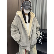 网图PU皮座山雕男女加绒保暖防兔毛棉衣外套M2566-特P90，男装棉衣，星座1213