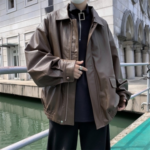 高品质秋款男PU皮衣休闲皮夹克纯色休闲外套JK0205P70