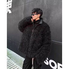 秋冬小众毛绒仿貂毛皮草外套纯色长毛轻熟风保暖棉服J2462，男装夹克，星座1116A-1（原606A）