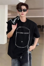 设计感垫肩短袖t恤男潮牌欧美小众原创高级美式高街夏重磅五分袖，男装T恤，星座505-2（原电商A260-1)