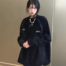 美式潮牌复古刺绣灯芯绒卫衣男女宽松圆领拉链设计感春秋上衣外套，女装短外套，星座1210-1