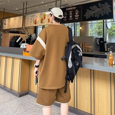 TZ24350-特P50短袖T恤男生休闲套装宽松男装新中式t恤学生两件套，男装T恤，电商D310B