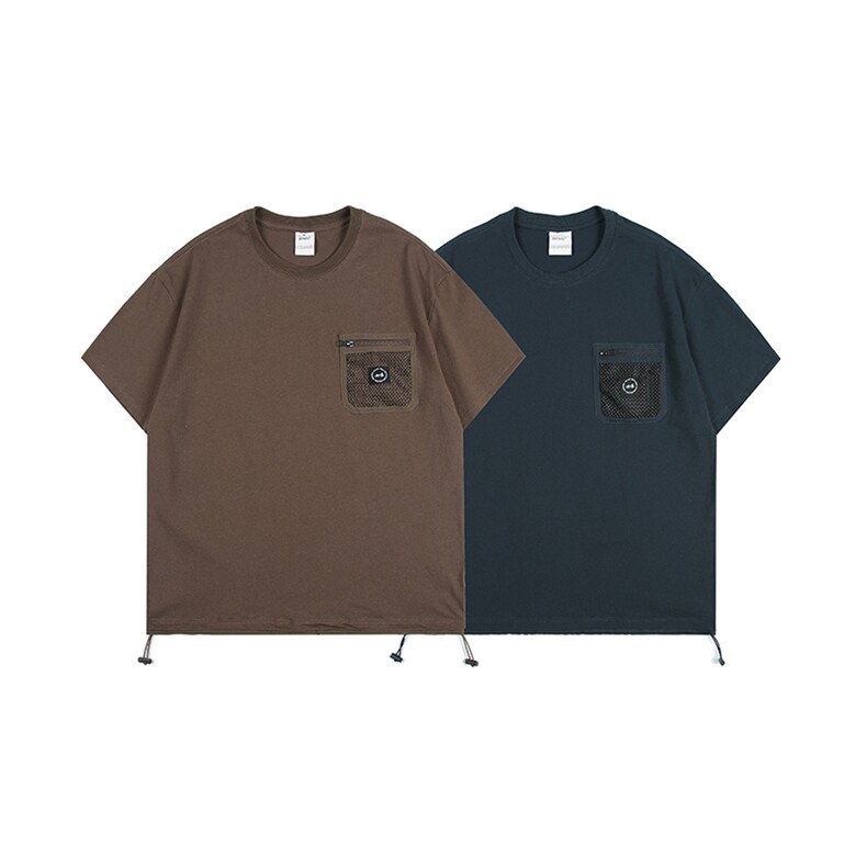 外27-2GANYOU日系240g胸前拉链纱网设计松紧下摆T恤TX38-P50，男装T恤，新杭派外27-2