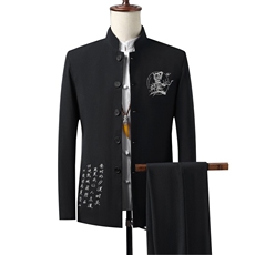秋冬季风中山装秋装套装男士唐装两件套A334-TZ709-P125，男装民族服装，电商B339(原A334）