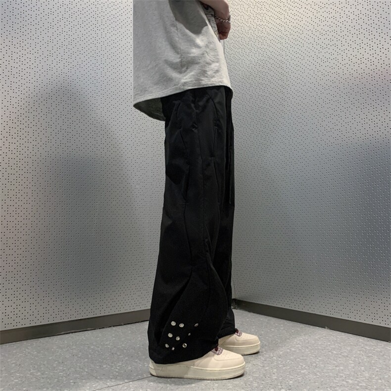 设计感伐木裤高街潮牌休闲裤排扣微喇长裤X1213-KK139-P58,男装休闲裤,星座1213