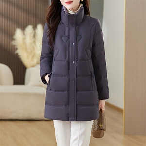 衣服2024新款时髦修身立领中长款羽绒服图片