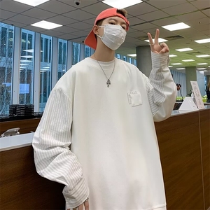2024新款打底衫长袖男士卫衣条纹潮牌春秋圆领上衣服休闲T122/P34图片