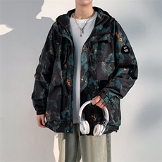 春秋户外冲锋衣男女同款防风防水连帽工装外套登山服夹克2481-P75，男装夹克，星座1403B