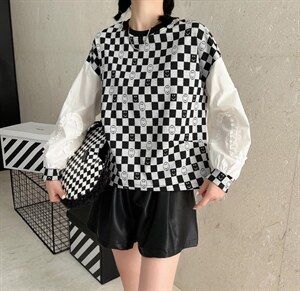 春款拼接卫衣，女装卫衣/绒衫，英雅姿秀