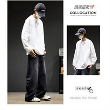 1506/Q89050/P51美式潮牌拼接牛仔裤直筒裤时尚水洗复古休闲长裤，男装牛仔裤，星座1506