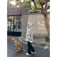 美式复古双帽迷彩连帽卫衣加绒加厚拉链开衫男女秋冬oversize外套，女装短外套，星座506A