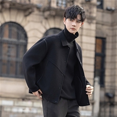 高端男士双面呢外套短款翻领夹克休闲羊毛呢子厚AD6637-p285控498，男装毛呢大衣，电商A355（原A415）