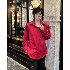 现货！25设计感男士轻奢水钻长袖衬衫CS120-P108，男装衬衫，电商B288