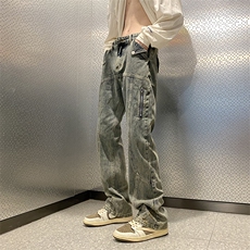 美式高街vibe风直筒长裤欧美痞帅男hiphop复古水洗牛仔裤，男装牛仔裤，星座301D-4(原星座1004-4）