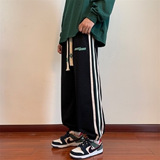 港风休闲裤男条纹宽松大码束脚裤卫裤XZ214-8KP710P45，男装休闲裤，星座1204-3