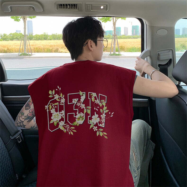 可48小时发货支持抖音得物来样二开240克重磅美式纯棉背心无袖t恤,男装T恤,电商A486