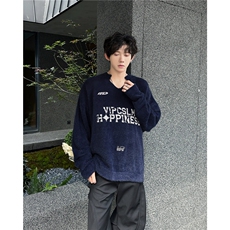GC0889-P52美式复古V领球服运动毛衣男慵懒高级感情侣针织衫外套，男装针织衫/毛衣，电商C233