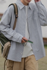 2025春秋新款条纹衬衫多色休闲宽松长袖男士衬衣上衣DX806P45控78，男装衬衫，电商B413-1