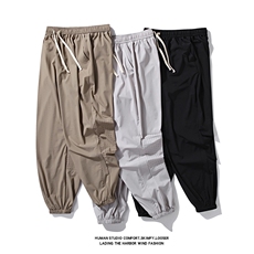 白底夏装透气网眼拼接休闲长裤男运动裤宽松冰丝裤K1008P45，女装休闲裤，电商C323