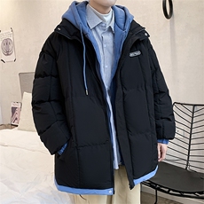 2023新款假两件服袄加厚港风面包衣男情侣外套W6202-P90，男装棉衣，星座512-3