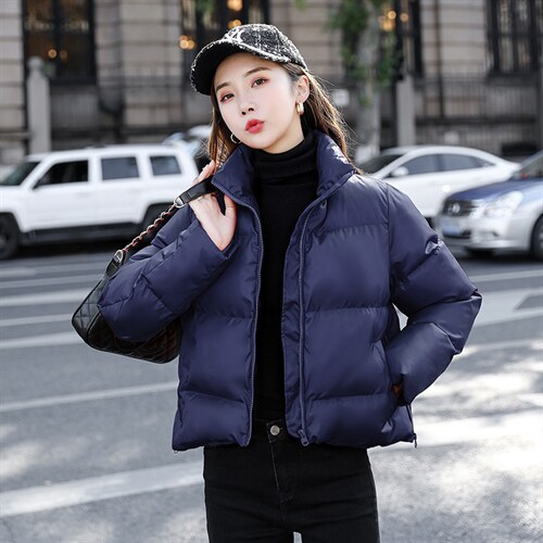 简约百搭短款立领羽绒棉服女2024冬新款小个子修身显瘦小棉衣外套,女装棉衣/棉服,韩蔻秀
