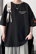YT26244-P30亚短袖t恤男大码五分袖男宽松七分袖港风模特，男装T恤，电商A040