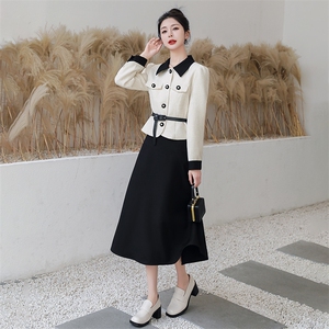 法式小香风POIO领外套女春时尚气质系带收腰洋气小个子减龄两件套图片