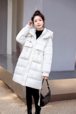 现货新款女冬装宽松休闲时尚通列减龄加厚保暖抽绳连帽棉衣外套，女装棉衣/棉服，韩美纤衣