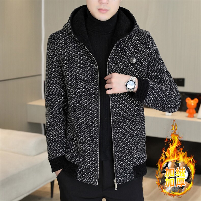 冬季男士加棉加厚连帽修身潮流百搭毛呢外套男D51P155控238，男装毛呢大衣，电商B226