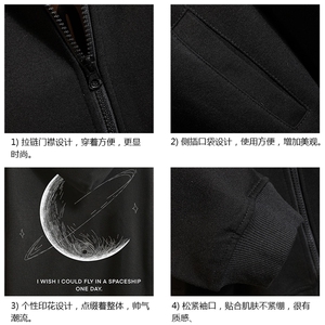 KS21246-P38 连帽开衫卫衣男运动外套大码班服 砖墙图片