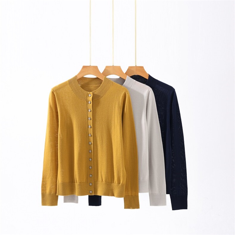 扬子纱多扣开衫，女装针织衫/毛衣，杭跃羊绒