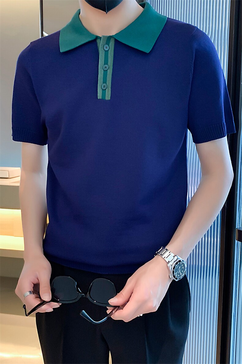 针织数据款POLO衫夏季翻领百搭短袖T恤户外A409-1,男装Polo衫,电商A409-1