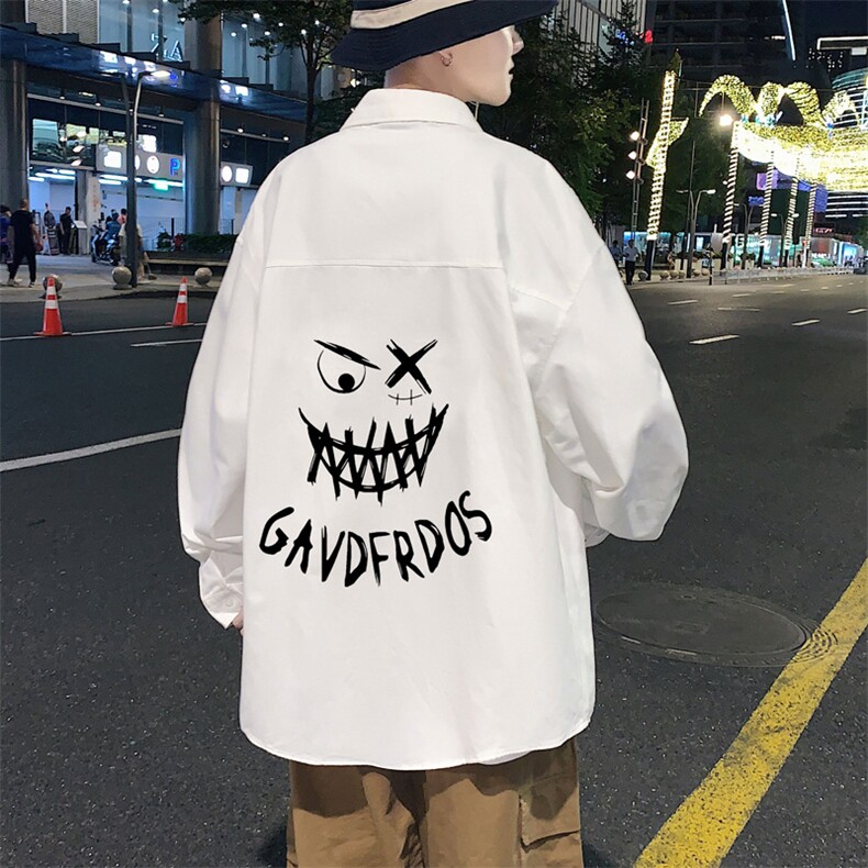 春季长袖衬衫男宽松港风衬衣男外套男CSCS284-P35,男装衬衫,电商B371
