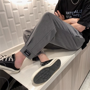 夏季休闲宽松西装裤九分裤男款高街ins设计感小众裤子 K6733-P35图片