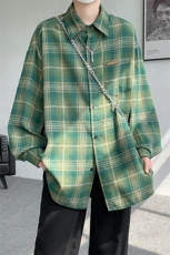 加绒衬衫男冬季新款港风宽松加厚大码磨毛格子长袖衬衣JR18-特P38，男装衬衫，星座214-3